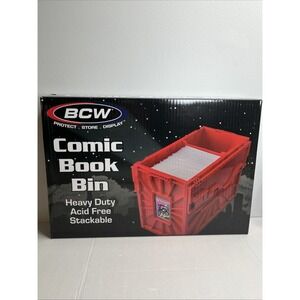 1 BCW Red Short Comic Book Bin - Heavy Duty Acid Free Plastic Stackable Box